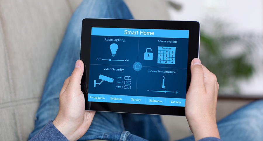The ability to access and control security components from a mobile device is one of the top smart home trends in Evansville. Close-up of smart home security app.